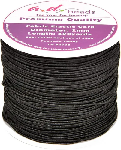 Miniatura 3 de AD Beads Cordón elástico negro de 120 yardas de 0.039 pulgadas para abalorios, pulseras, fabricación de joyas (negro)