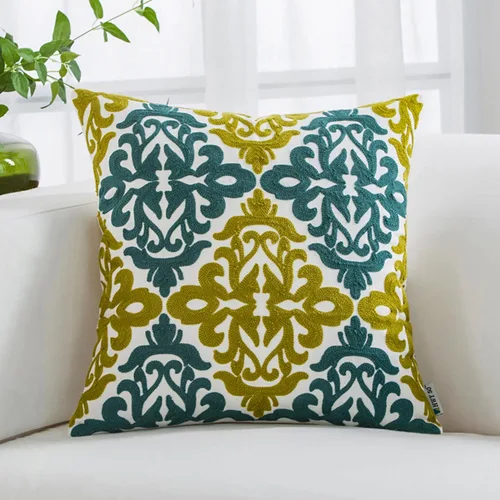 Miniatura 16 de HWY 50 - Fundas decorativas de almohada de 18 x 18 pulgadas en amarillo mostaza, funda de cojín bordada de algodón moderna de estilo rústico