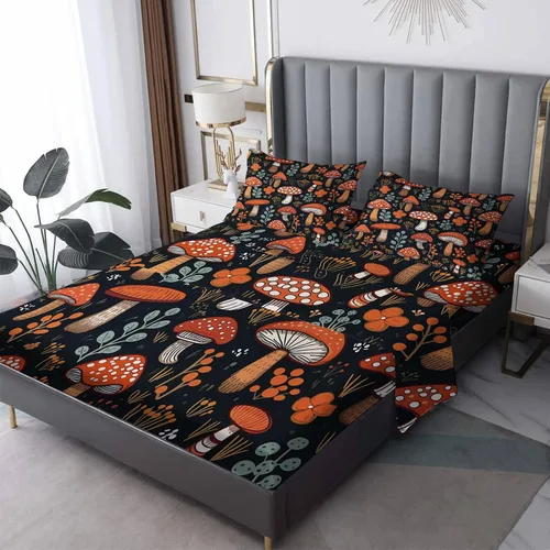 Miniatura 35 de Juego de sábanas tamaño individual: sábanas y fundas de almohada, sábanas y fundas de almohada, microfibra suave y bolsillo profundo y patrón sin