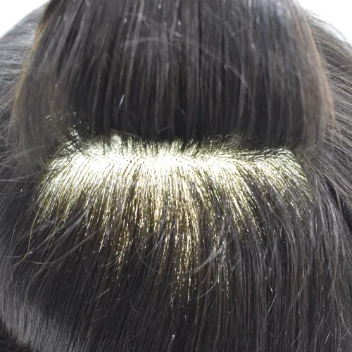 Miniatura 4 de LYRICAL HAIR Toupee for Men Human Hair Replacement System Injected Poly Skin Male Prothesis Durable PU Mens Hairpiece Wig 5"X7" #1 Jet Black 120%