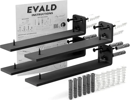 Miniatura 10 de EVALD Soportes flotantes para estantes Soportes ocultos de acero al carbono negro para tablero de 4 pulgadas (tamaño real de 3 1/4 pulgadas)