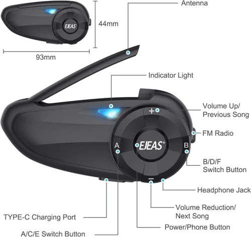 Miniatura 3 de Auriculares de intercomunicación Bluetooth para casco de motocicleta Q7 7 Riders Group 750mAh IP65 impermeable/CVC reducción de ruido/conectable
