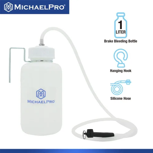 Miniatura 5 de MichaelPro MP019006 - Botella de purgadora de frenos manual de 34 oz (1000 cc) para contener líquidos de frenos usados, un conector de goma que se