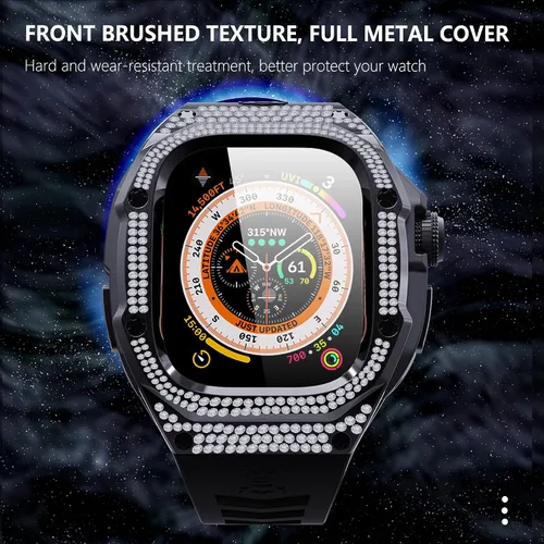 Miniatura 3 de VeveXiao - Funda resistente con correa compatible con Apple Watch Ultra 2 bandas de 49mm, funda protectora de metal con correa de repuesto de goma