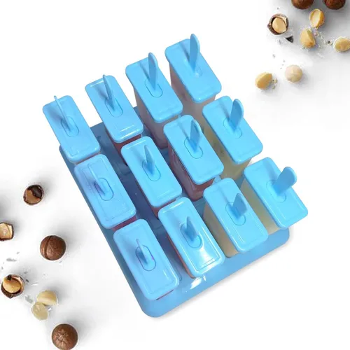 Miniatura 6 de Moldes de paletas de 12 cavidades, moldes de paletas sin BPA con palo de paletas integrado, moldes de paletas de bricolaje con cepillo de limpieza