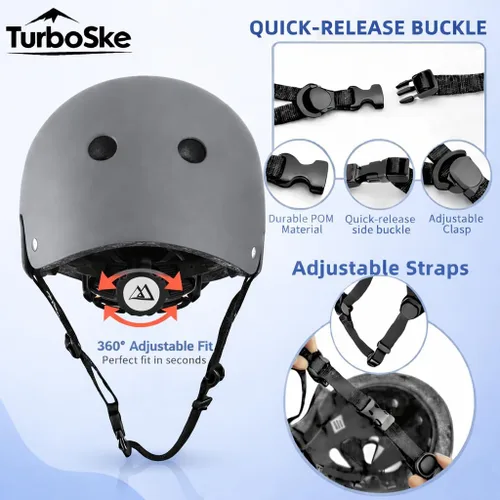 Miniatura 3 de Casco de patineta, casco BMX, casco multideporte, casco de bicicleta para niños, jóvenes, hombres, mujeres Gris