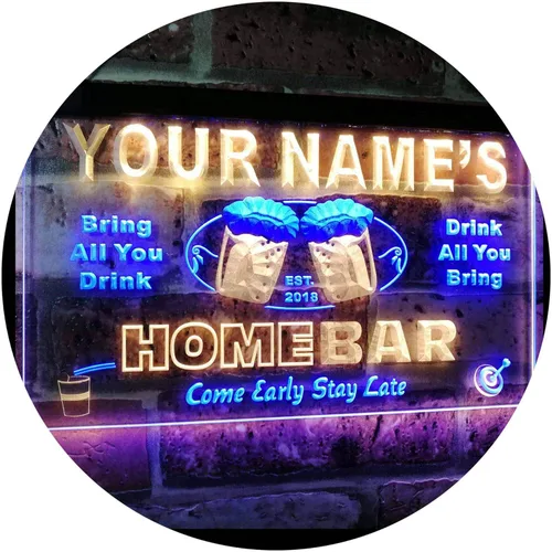 Miniatura 12 de Letrero luminoso Custom Home Bar Beer de neón; personalizado con nombre Blanco