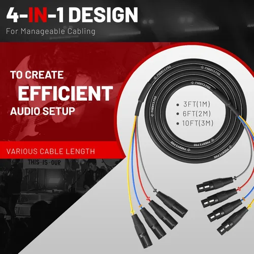 Miniatura 7 de Phenyx Pro Sistema de micrófono inalámbrico UHF PTU-52-2B Bundle con cable XLR de 4 canales PCBL-4IN1-3