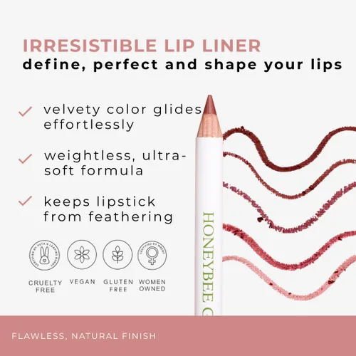 Miniatura 2 de Honeybee Gardens Delineador de labios irresistible, sombra rosa cálida Zen, delineador de labios de larga duración, deslizamiento suave, vegano