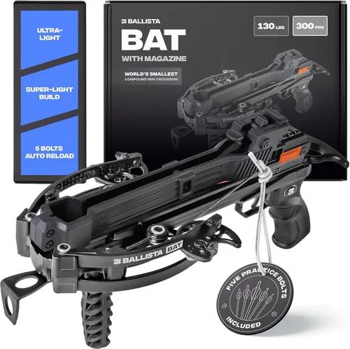 Miniatura 11 de BALLISTA BAT Compound Mini Crossbow - Small Crossbow for Hunting, Fishing and Target - 300 FPS, 130 Lbs, 2.46 lbs