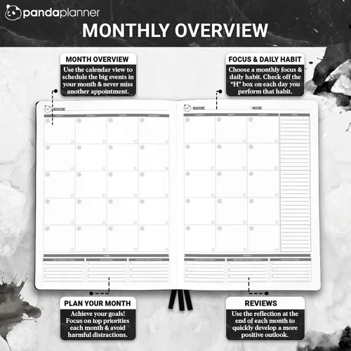 Miniatura 4 de Panda Planner Agenda semanal 2025-2026, sin fecha, para oficina, escuela y hogar, cuaderno organizador de cuero vegano suave de 8 x 11 pulgadas