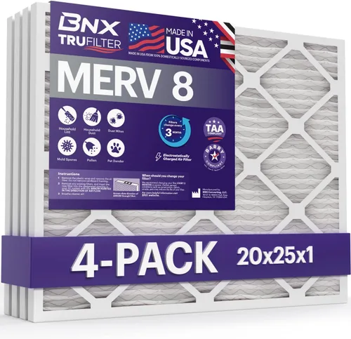 Miniatura 9 de BNX TruFilter - Filtro de aire MERV 8 de 16 x 25 x 1 pulgadas (paquete de 12) – Fabricado en Estados Unidos – Protección contra el polvo