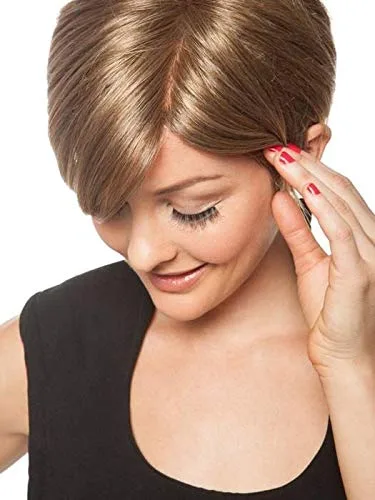 Miniatura 8 de Peluca Kris color 38 gris oscuro – Envy Wigs de 4 pulgadas, corta, elegante, coqueta, retro, Pixie, parte de monofilamento sintético, largo lateral