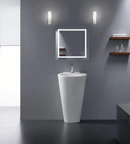 Miniatura 2 de Krugg Espejo de baño LED cuadrado de 24 x 24 pulgadas Espejo de tocador iluminado incluye atenuador y desempañador Montaje en pared vertical u