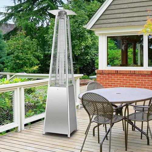 Miniatura 3 de Tangkula Calentador de patio al aire libre de 90 pulgadas, 42000 BTU calentador de propano piramidal portátil para exteriores con ruedas, tubo