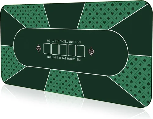 Miniatura 20 de Tapete de póquer de 94 x 47 pulgadas con bordes cosidos más fuertes, tapete de goma de póquer Texas Hold'em para 10 jugadores, cubierta de póquer
