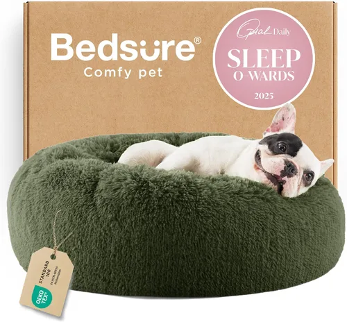 Miniatura 71 de Bedsure - Cama relajante para perro mediano, lavable, tipo dona, cama para gato, antideslizante, redonda, afelpada, mullida, de piel sintética