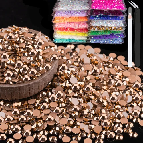 Miniatura 11 de 15000 diamantes de imitación de resina de 0.079 pulgadas a granel, diamantes de imitación de gelatina redondos negros con parte trasera plana, gemas
