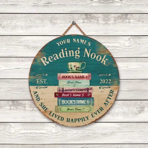 Miniatura 7 de Artsy Woodsy Letrero de madera de esquina de lectura personalizado (no tallado o neón), placa de pared, decoración de Book Nook Club Room Hideaway
