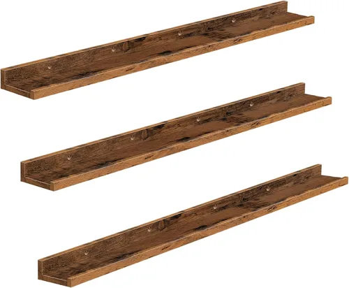 Miniatura 10 de HOOBRO - Estantes flotantes, juego de 3, estante colgante de 35.4 pulgadas con borde elevado y soportes invisibles, para baño, dormitorio, cocina