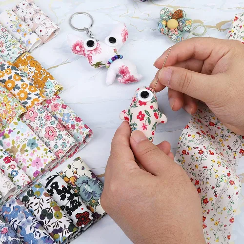 Miniatura 5 de 45 rollos de gelatina de tela, tiras de tela de rollo de gelatina para acolchar, tela de acolchado de algodón artesanal de retazos, algodón de Serie