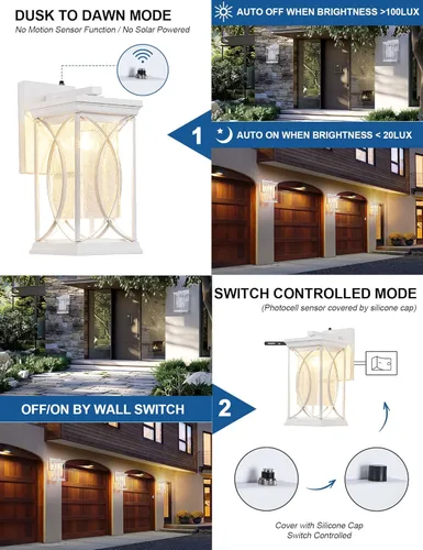 Miniatura 2 de Luz de Aplique Exterior Blanca de Anochecer a Amanecer, Accesorios de Iluminación Exterior, Montaje en Pared, Luz de Porche, Luz de Pared Exterior