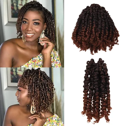 Miniatura 19 de Paquete de 8 paquetes de cabello de ganchillo Passion Twist de 6 pulgadas, rizos bohemios pretrenzados previamente trenzados, negro natural 1B