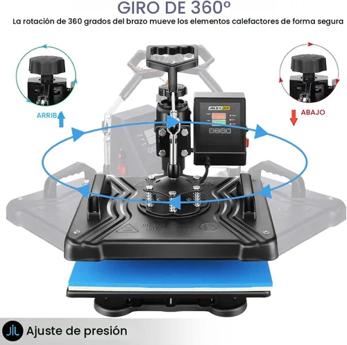 Miniatura 4 de AKEYDIY Máquina de prensa de calor profesional 5 en 1 para camisetas, combo de prensa de calor digital, 12 x 15 pulgadas, máquina de prensa
