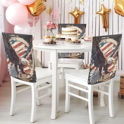 Miniatura 5 de 4th of July Independence Day Brown Bird Decorative Chair Covers for Ceremony Soft Slipcovers fundas para sillas de comedor 6 Set of 6