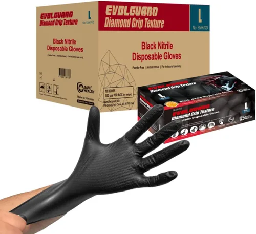Miniatura 10 de Safe Health Guantes desechables industriales de nitrilo, color negro, 6 mil, naranja de 8 mil, textura de diamante Naranja 1 Caja de 900 Pcs-xxl