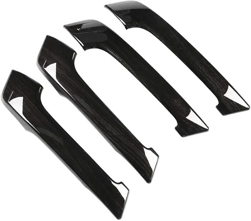 Miniatura 9 de 4pcs negro grano de madera interior manija puerta cubierta ajuste para Prado 2010-2018