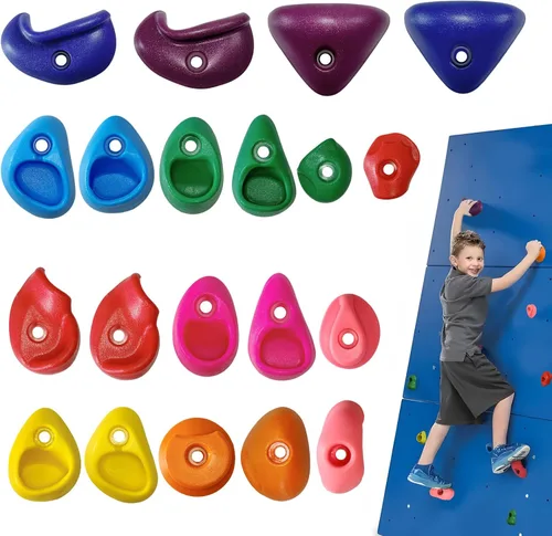 Miniatura 18 de 32 piezas de pared de escalada en roca para niños, soportes de escalada de pared de roca, kits de agarre de pared para escalada de adultos con 32