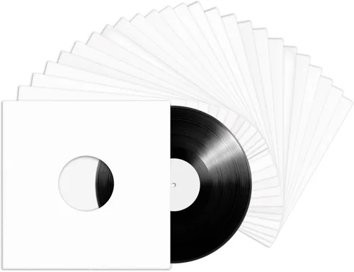 Miniatura 8 de TunePhonik Chaquetas de disco de vinilo LP de 12 pulgadas, revestimiento blanco sin agujero central, paquete de 25 unidades, fabricadas en Estados