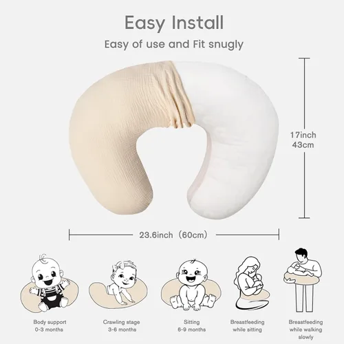 Miniatura 3 de FUNUPUP Funda de almohada de lactancia de muselina compatible con almohada de lactancia Boppy, fundas suaves de lactancia para bebés para almohadas