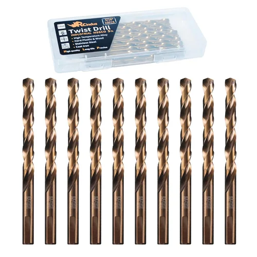 Miniatura 15 de (20PCS) Broca de cobalto de 1/8", brocas de metal HSS M35 para acero, acero inoxidable, hierro fundido, plástico duro y madera