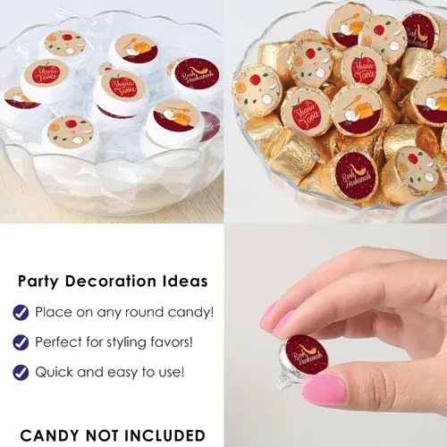 Miniatura 5 de Big Dot of Happiness Rosh Hashanah - Calcomanías redondas pequeñas para fiesta de Año Nuevo judío, etiquetas para recuerdos de fiesta, 324