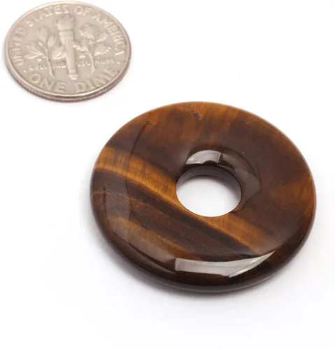 Miniatura 45 de JOE FOREMAN Anillo de cuarzo amatista natural de 1.181 in con colgante de donas circulares para hacer joyas, 1 unidad, Piedra