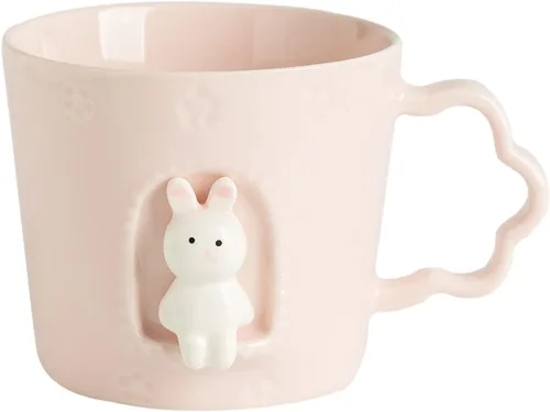 Miniatura 8 de DIHOclub Taza de cerámica con diseño de gato, ventana con animales, figura de cerámica hecha a mano, tazas lindas de dibujos animados, regalo