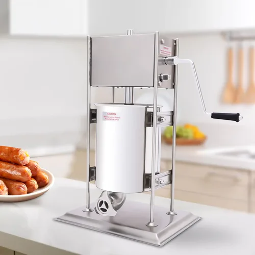 Miniatura 8 de Máquina manual para hacer churros de 10 L, kit de fabricación de churro de acero inoxidable incluye 4 boquillas, relleno de salchichas 2 en 1