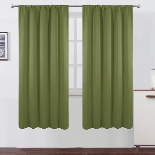 Miniatura 136 de LEMOMO Cortinas opacas negras para cocina, 42 x 45 pulgadas, juego de 2 paneles de cortinas opacas con bolsillo para cortinero para ventana pequeña