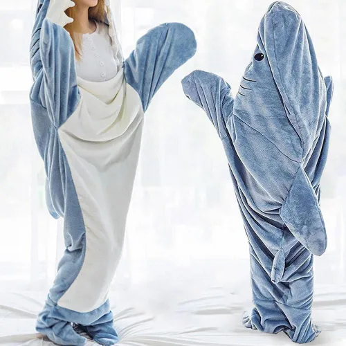 Miniatura 6 de inkArts Manta de Tiburón con Capucha y Mono para Adulto y Niño, Bolsa de Dormir de Tiburón Usable, Mono Cómodo y Suave para Disfraz S: Para 49-53