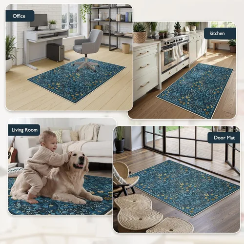 Miniatura 7 de Anidaroel Tapete floral para silla de oficina para suelo de madera, 48 x 60 pulgadas, alfombra para debajo de la silla del escritorio, tapete