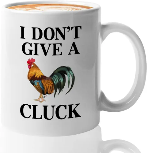 Chicken Lover - Taza de café con texto en inglés "I Don't Give a Cluck" de 11 onzas, diseño de granjero sarcástico, propietario de una granja,