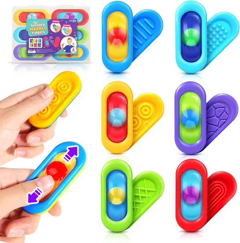 Juguetes sensoriales de mármol para niños - 6 piezas de juguete antiestrés silencioso para el aula, juguetes sensoriales de gel para autismo TDAH,