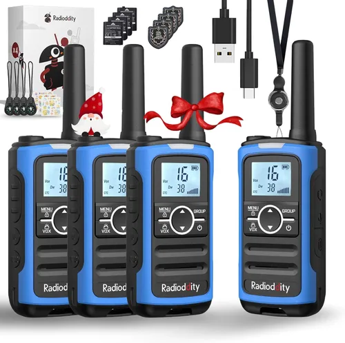 Radioddity FS-T8 Walkie Talkies para adultos y niños recargables, radio bidireccional sin licencia FRS de largo alcance con llamadas grupales, VOX,