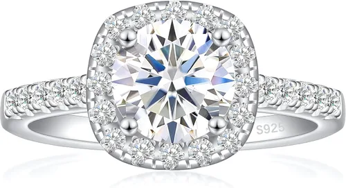 JALOKIVI - Anillos de compromiso de plata de ley 925 para mujer, con halo de circonita cúbica, anillos de promesa solitarios para ella, talla 4-12
