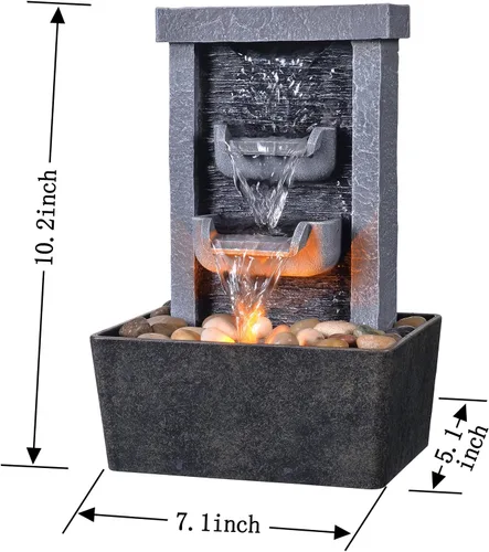 Miniatura 2 de GOSSI Decoración del hogar Fuente de cascada de 10.3 pulgadas para interiores, relajación, bombas de agua de alta presión, fuente de mesa, fuente
