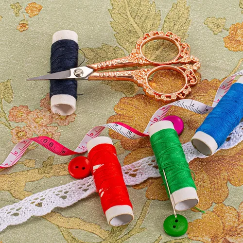 Miniatura 5 de Tijeras multiusos de oro rosa con funda, tijeras de costura y bordado para el hogar, la oficina y la escuela