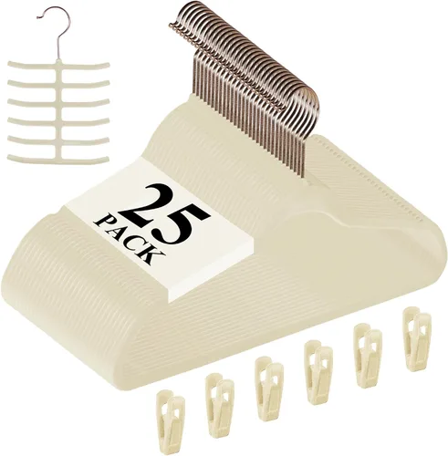 Miniatura 15 de VECELO Perchas de terciopelo de alta calidad resistentes (paquete de 60), antideslizantes y ahorran espacio con 8 clips para los dedos y soporte