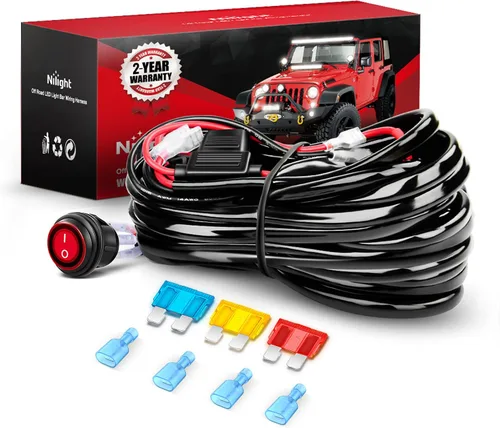 Miniatura 14 de Nilight Kit de arnés de cableado de barra de luz LED de cobre, 1 cable de 12 AWG resistente 12 V, interruptor de encendido y apagado, fusible